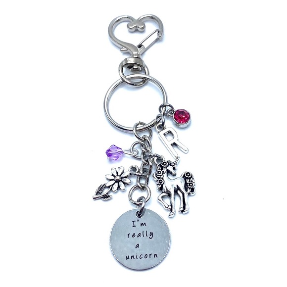 Unicorn Keychain Bag Charm May Be Personalized - Picture 6 of 7